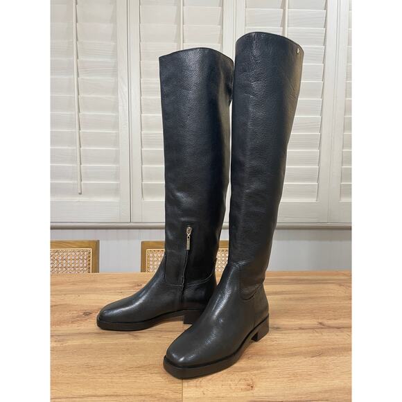Larroudé Knee-High Equestrian Style Boots Black Leather Size 6.5 NWOB Inside Zip - Picture 4 of 16